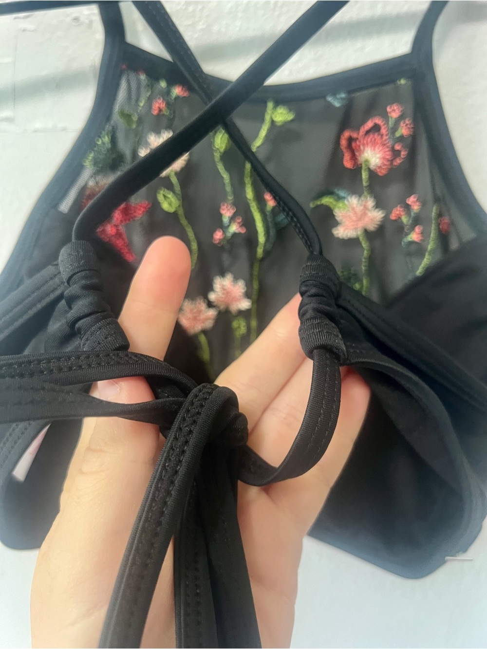 Xhilleration NWT Floral Embroidered Halter Swim Top - Size XS - Picture 7 of 10